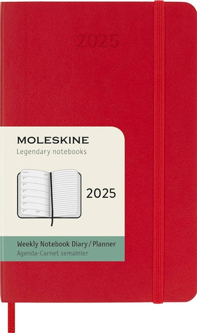 2025 - MOLESKINE WEEKLY NOTEBOOK DIARY - Large - Hardback - Red