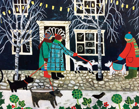 Charity Christmas Cards Pack of 5 by Vanessa Bowman - Christmas Lights with Dogs